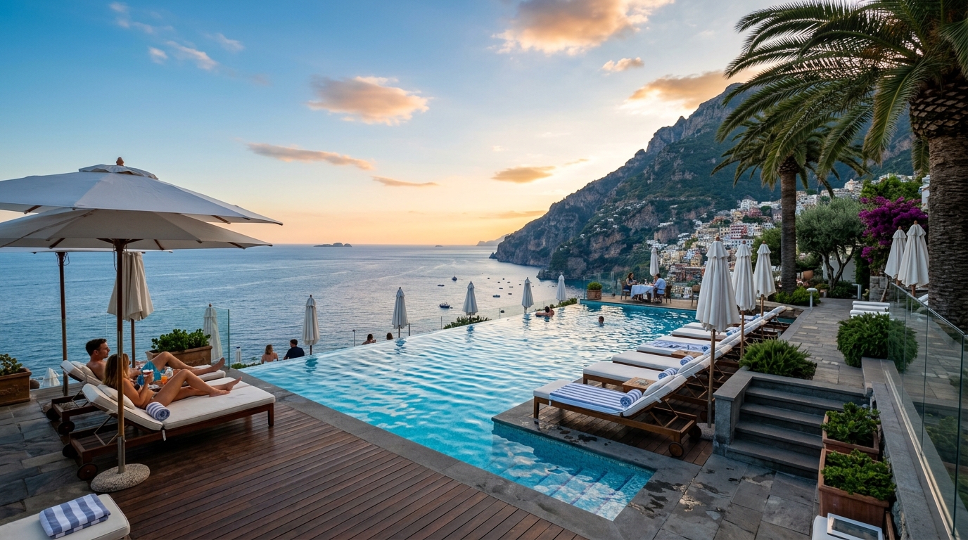 Piscina infinita con vistas al Mediterráneo